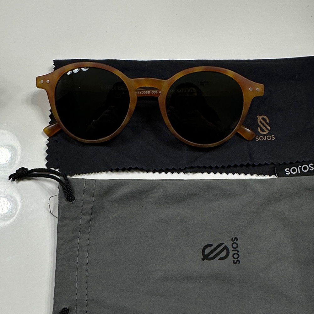 Sojos Brown Round Sunglasses